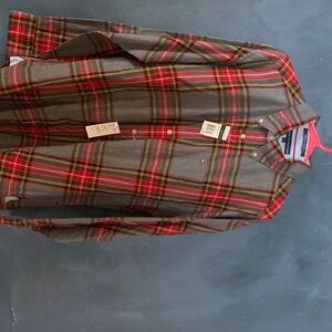 Tommy Hilfiger Red and Gray Plaid Button Down Shirt